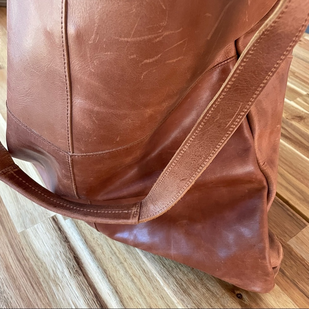 Raven + Lily Chestnut Brown Leather Shoulder Tote - Picture 5 of 10